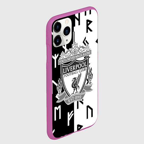 Чехол iPhone 11 Pro матовый Liverpool символы текстура / 3D-Фиолетовый – фото 2