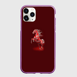 Чехол iPhone 11 Pro матовый Красная огненная лошадь символ 2026 года, цвет: 3D-фиолетовый
