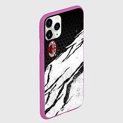 Чехол iPhone 11 Pro матовый ФК Милан - белый затёртый, цвет: 3D-фиолетовый — фото 2