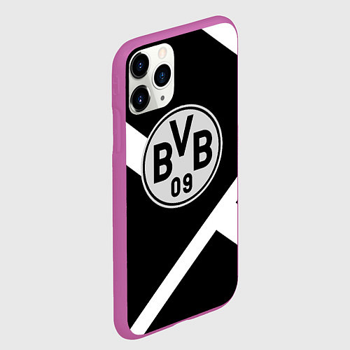 Чехол iPhone 11 Pro матовый Borussia black geometry / 3D-Фиолетовый – фото 2