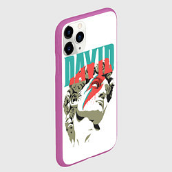 Чехол iPhone 11 Pro матовый David Bowie статуя Давида, цвет: 3D-фиолетовый — фото 2