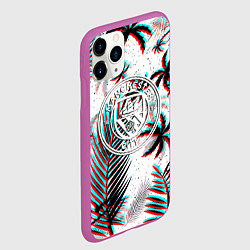 Чехол iPhone 11 Pro матовый Манчестер сити глитч тропики, цвет: 3D-фиолетовый — фото 2