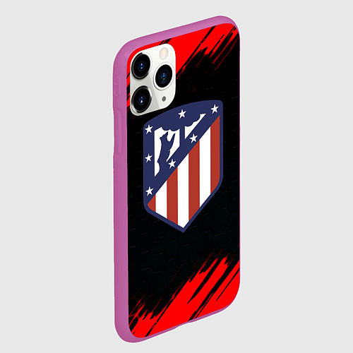 Чехол iPhone 11 Pro матовый Атлетико Мадрид красные краски / 3D-Фиолетовый – фото 2