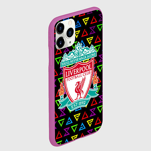 Чехол iPhone 11 Pro матовый Liverpool pattern neon / 3D-Фиолетовый – фото 2