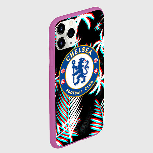 Чехол iPhone 11 Pro матовый Chelsea тропики глитч текстура / 3D-Фиолетовый – фото 2