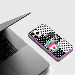 Чехол iPhone 11 Pro матовый Liverpool черно белые точки, цвет: 3D-фиолетовый — фото 2