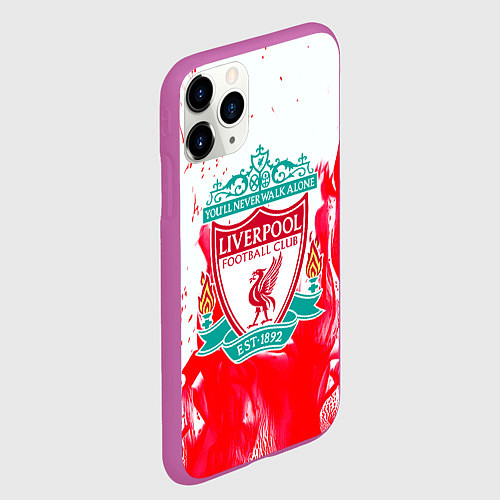 Чехол iPhone 11 Pro матовый Liverpool розовый огонь / 3D-Фиолетовый – фото 2