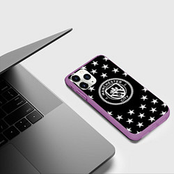 Чехол iPhone 11 Pro матовый Манчестер сити звезды, цвет: 3D-фиолетовый — фото 2