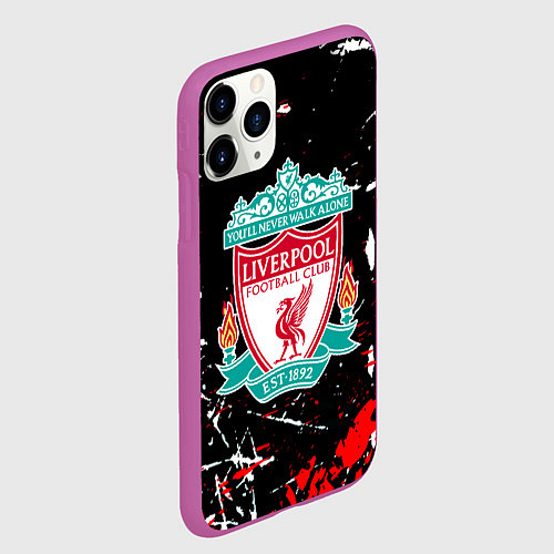 Чехол iPhone 11 Pro матовый Liverpool штрихи красок / 3D-Фиолетовый – фото 2