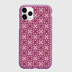 Чехол iPhone 11 Pro матовый Фиолетово-розовая цветочная текстура, цвет: 3D-фиолетовый