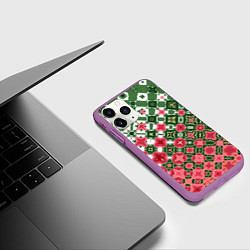 Чехол iPhone 11 Pro матовый Розово-зеленая метаморфоза, цвет: 3D-фиолетовый — фото 2