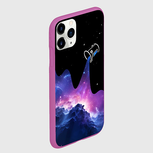 Чехол iPhone 11 Pro матовый Потеки космической краски / 3D-Фиолетовый – фото 2