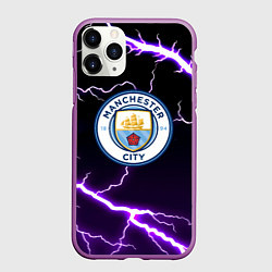 Чехол iPhone 11 Pro матовый Манчестер молнии шторм неон, цвет: 3D-фиолетовый