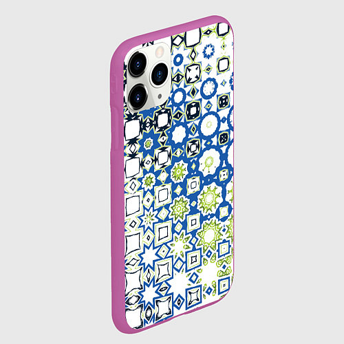 Чехол iPhone 11 Pro матовый Сине-зеленая абстракция / 3D-Фиолетовый – фото 2