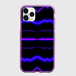 Чехол iPhone 11 Pro матовый Color multicoloured neon stripes, цвет: 3D-фиолетовый
