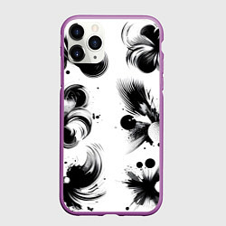 Чехол iPhone 11 Pro матовый Чёрно-белая абстракция нейроарт, цвет: 3D-фиолетовый