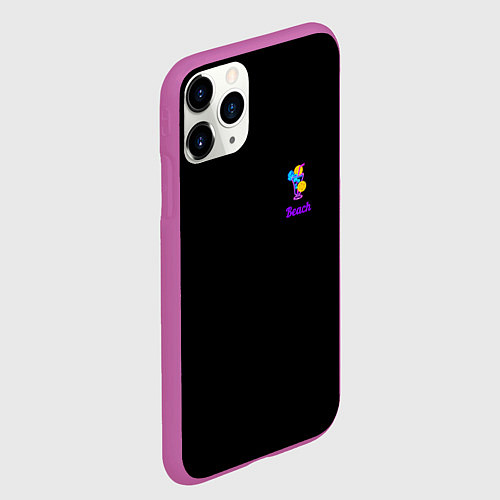 Чехол iPhone 11 Pro матовый Night beach / 3D-Фиолетовый – фото 2