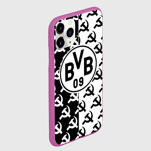 Чехол iPhone 11 Pro матовый Borussia паттерн ссср / 3D-Фиолетовый – фото 2