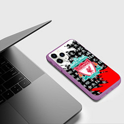 Чехол iPhone 11 Pro матовый Ливерпуль китайские символы краски, цвет: 3D-фиолетовый — фото 2
