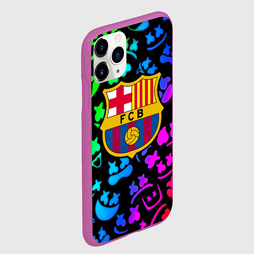 Чехол iPhone 11 Pro матовый Барселона x Маршмэллоу неоновый градиент / 3D-Фиолетовый – фото 2