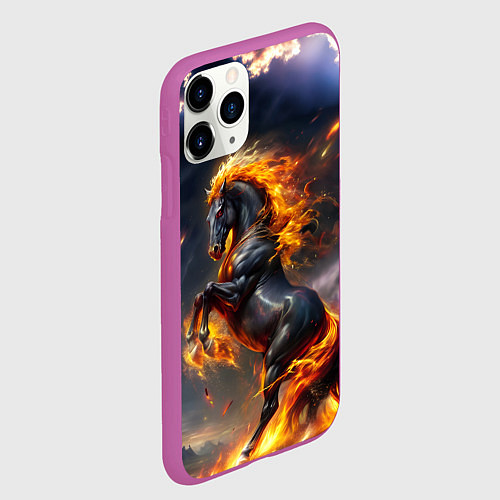 Чехол iPhone 11 Pro матовый Огнегривый скакун / 3D-Фиолетовый – фото 2