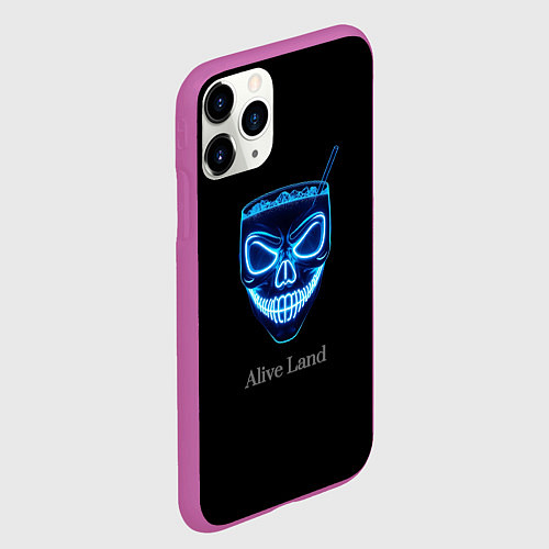 Чехол iPhone 11 Pro матовый Neon skull cocktail / 3D-Фиолетовый – фото 2