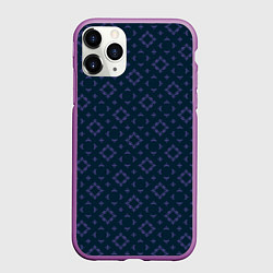 Чехол iPhone 11 Pro матовый Синяя геометрическая текстура, цвет: 3D-фиолетовый
