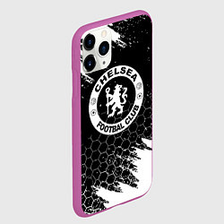 Чехол iPhone 11 Pro матовый Челси соты черно белые краски, цвет: 3D-фиолетовый — фото 2
