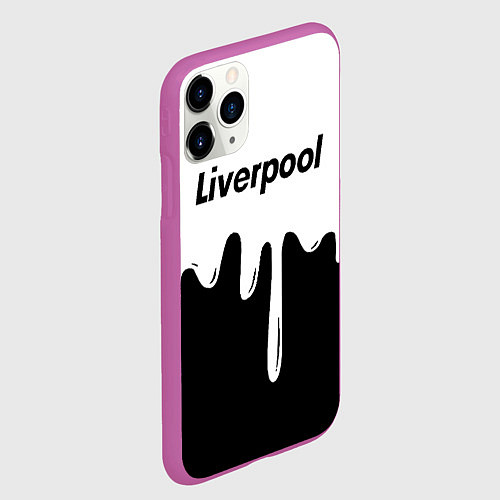 Чехол iPhone 11 Pro матовый Liverpool жидкие краски всплеск / 3D-Фиолетовый – фото 2