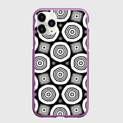 Чехол iPhone 11 Pro матовый Пятиугольные кольца, цвет: 3D-фиолетовый