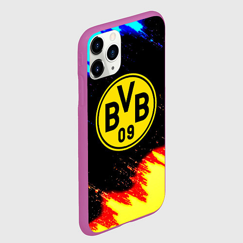 Чехол iPhone 11 Pro матовый Borussia огненные и холодные краски / 3D-Фиолетовый – фото 2