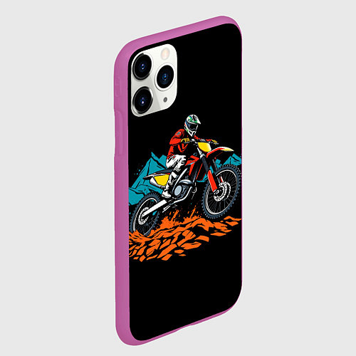 Чехол iPhone 11 Pro матовый Motocross and mountains / 3D-Фиолетовый – фото 2