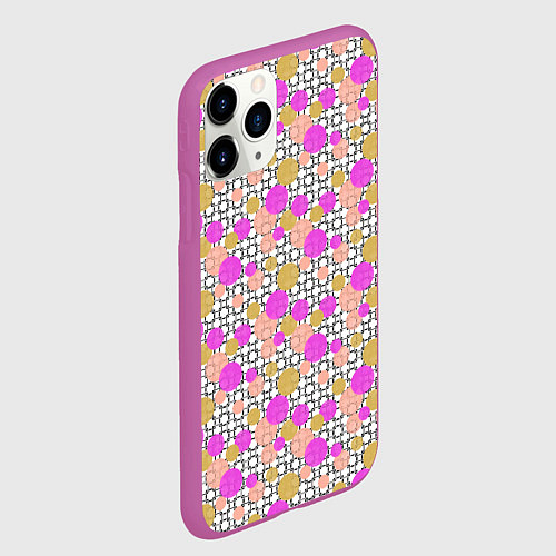 Чехол iPhone 11 Pro матовый Разноцветный акварельный горох на черно белом геом / 3D-Фиолетовый – фото 2