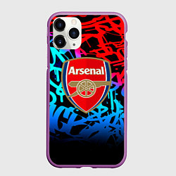 Чехол iPhone 11 Pro матовый Arsenal граффити неон, цвет: 3D-фиолетовый