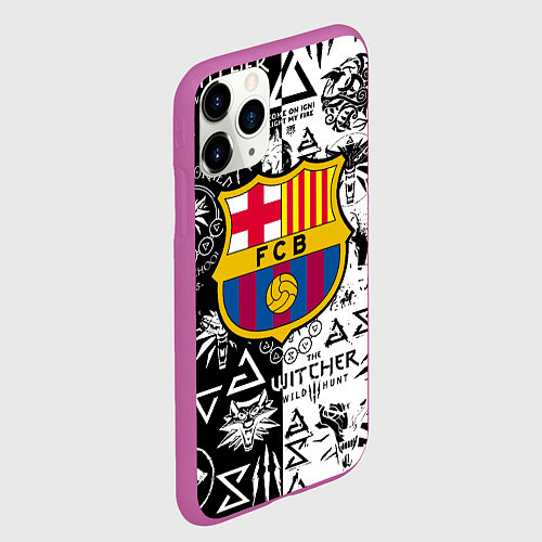 Чехол iPhone 11 Pro матовый Barcelona логотипы ведьмак / 3D-Фиолетовый – фото 2