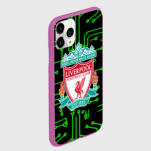 Чехол iPhone 11 Pro матовый Liverpool плата текстура / 3D-Фиолетовый – фото 2