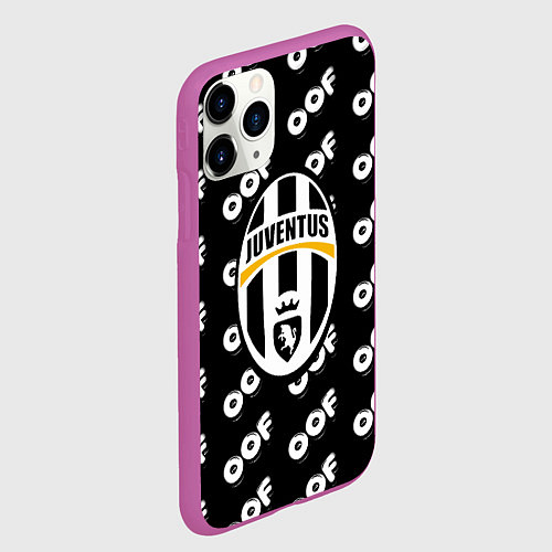 Чехол iPhone 11 Pro матовый Juventus off pattern / 3D-Фиолетовый – фото 2