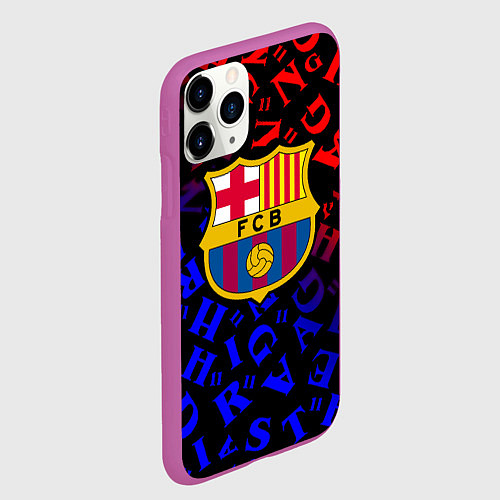 Чехол iPhone 11 Pro матовый Barcelona градиент символы / 3D-Фиолетовый – фото 2