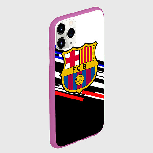 Чехол iPhone 11 Pro матовый Barcelona полосы текстура спорт / 3D-Фиолетовый – фото 2
