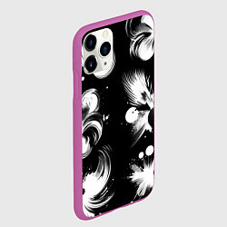 Чехол iPhone 11 Pro матовый Чёрно-белый абстрактный паттерн, цвет: 3D-фиолетовый — фото 2