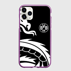 Чехол iPhone 11 Pro матовый Borussia дракон белый, цвет: 3D-фиолетовый