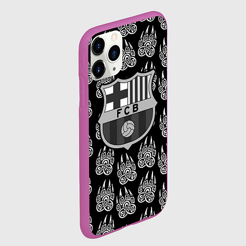 Чехол iPhone 11 Pro матовый Barcelona лапы лес / 3D-Фиолетовый – фото 2