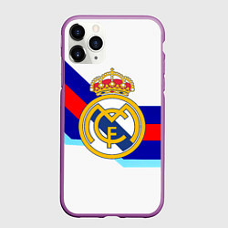 Чехол iPhone 11 Pro матовый Real Madrid текстура полосы, цвет: 3D-фиолетовый