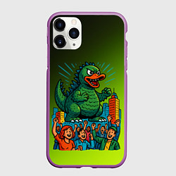 Чехол iPhone 11 Pro матовый Годзилла утка, цвет: 3D-фиолетовый