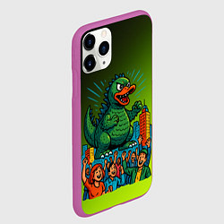 Чехол iPhone 11 Pro матовый Годзилла утка, цвет: 3D-фиолетовый — фото 2
