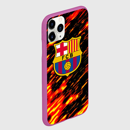 Чехол iPhone 11 Pro матовый Barcelona штрихи огненные / 3D-Фиолетовый – фото 2