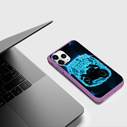 Чехол iPhone 11 Pro матовый Feel the ride неоновый мото, цвет: 3D-фиолетовый — фото 2