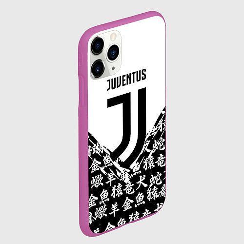 Чехол iPhone 11 Pro матовый Juventus символы китайские / 3D-Фиолетовый – фото 2