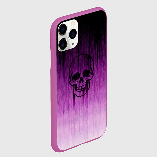 Чехол iPhone 11 Pro матовый Проступающий череп аметист / 3D-Фиолетовый – фото 2