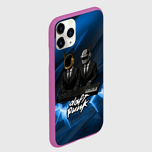 Чехол iPhone 11 Pro матовый Daft Punk - кибер собаки за пультом / 3D-Фиолетовый – фото 2